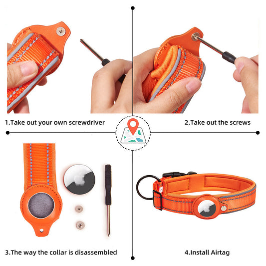 Airtag Leather Dog Collar