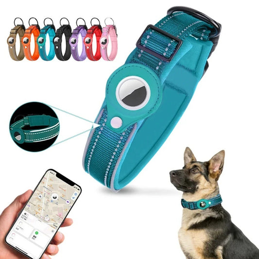 Airtag Leather Dog Collar